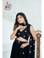 Black Faux Georgette Lehanga