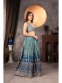 Teal & Navy Faux Georgette Lehanga