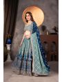 Teal & Navy Faux Georgette Lehanga