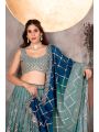 Teal & Navy Faux Georgette Lehanga