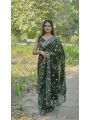 Elegant Dark Green BarBari Silk Saree