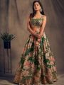 Ethnic Deep Emerald Green Floral Printed Lehanga Set