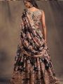 Elegant Ethnic Festive Black Floral Printed Lehanga Set