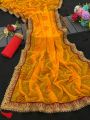 Traditional  Mango Yellow Bandhani Viscose Georgette Saree
