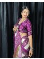 Ethnic Elegant Traditional Purple & white Pure Gajji Silk Bandhej Saree 