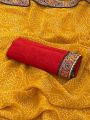 Elegant Ethnic Festive  Mustard  Yellow Viscose Georgette Saree