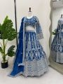 Designer Traditional Royal Blue Faux Georgette lehanga Set