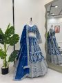 Designer Traditional Royal Blue Faux Georgette lehanga Set