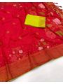 Elegant Traditional Festive Red Pure Banarasi Dola Silk