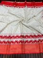 Traditional Festive  Cream and Red Kadi Crepe Georgette Saree
