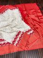 Traditional Festive  Cream and Red Kadi Crepe Georgette Saree
