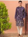 Ethnic Elegant Purple Embroidered Silk Kurta Pajama Set