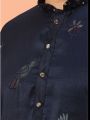 Ethnic Elegant Navy Blue Embroidered Silk Kurta Pajama Set