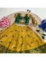 Traditional Mustard Yellow and Green Lehanga Set