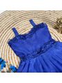 Elegant Traditional Royal Blue  Printed Kids Kota Checks Gown