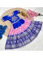 Elegant Traditional Royal Blue &  Pink Dola Silk Kids Lehanga Set