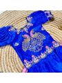 Elegant Traditional Royal Blue &  Pink Dola Silk Kids Lehanga Set