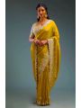 Elegant Traditional Mustard yellow Organza Saree