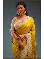 Elegant Traditional Mustard yellow Organza Saree