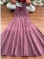 Elegant Casual Festive Cream Multicolor Cotton Gown