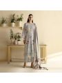 Elegant Traditional Grey Lawn Floral Embroidered Straight Suit