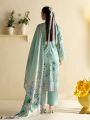 Ethnic Festive Aqua Green  Lawn Floral Embroidered Straight Suit