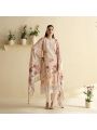 Elegant Traditional Blush Pink Lawn Floral Embroidered Straight Suit