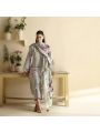 Elegant Traditional Grey Lawn Floral Embroidered Straight Suit