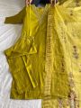 Elegant Festive Mustard Yellow Roman Silk Straight Suit