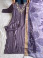 Ethnic Traditional Lavender Roman Silk Straight Suit