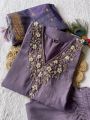 Ethnic Traditional Lavender Roman Silk Straight Suit