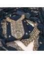Elegant Traditional Navy Blue Georgette Straight Suit