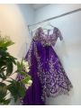 Elegant Traditional Deep Purple Faux Georgette Lehanga Set