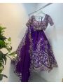 Elegant Traditional Deep Purple Faux Georgette Lehanga Set