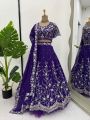 Elegant Traditional Deep Purple Faux Georgette Lehanga Set