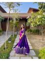 Authentic Designer Deep Purple Faux Georgette Lehanga Set