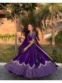 Authentic Designer Deep Purple Faux Georgette Lehanga Set