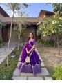 Authentic Designer Deep Purple Faux Georgette Lehanga Set