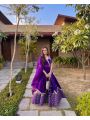 Authentic Designer Deep Purple Faux Georgette Lehanga Set
