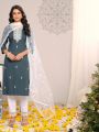 Ethnic Traditional Grey  Rayon Straight Suit
