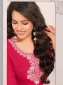Elegant Festive Rani Pink Rayon Straight Suit