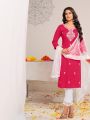 Elegant Festive Rani Pink Rayon Straight Suit