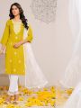 Ethnic Festive Mustard Yellow Rayon Straight Suit