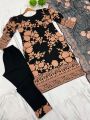 Elegant Traditional Black Georgette Embroidered Straight Suit