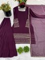 Elegant Festive Deep Wine  Georgette Sharara Suit