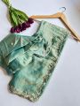 Ethnic Festive Traditional Pastel Green Hand worked Chiffon Saree