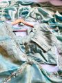 Ethnic Festive Traditional Pastel Green Hand worked Chiffon Saree