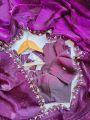 Ethnic Festive Traditional Deep Purple Hand worked Chiffon Saree