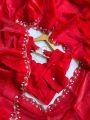 Elegant Festival Traditional Red Hand worked Chiffon Saree