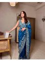 Elegant Festive Teal Blue Rangoli Silk  Saree